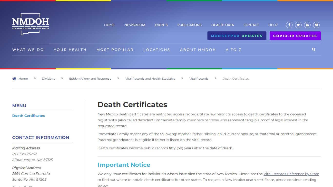 Death Certificates - nmhealth.org